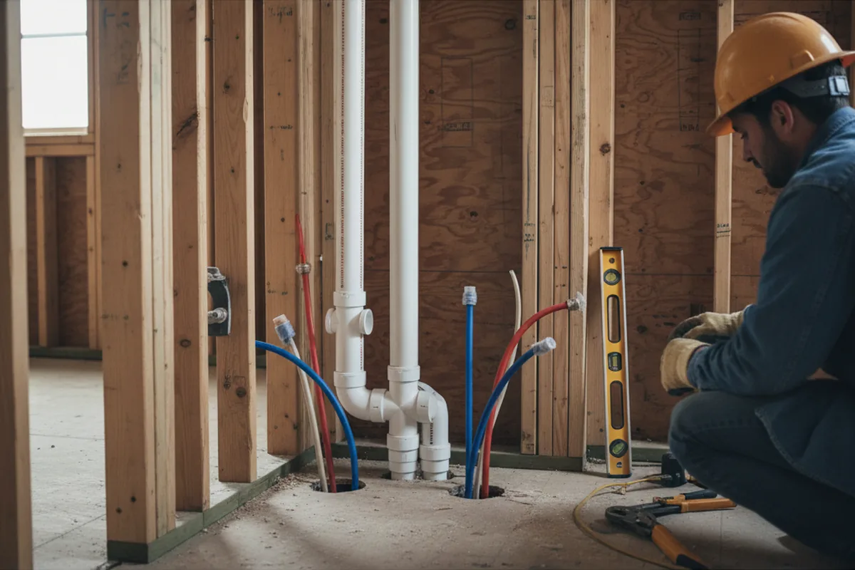 Drain and supply rough-in during Sump Pump Repair in Glen Gardner