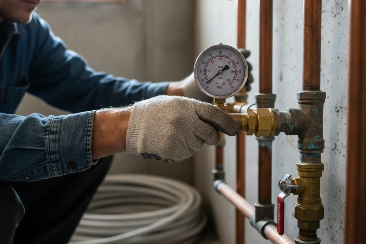 Pressure testing a repaired line during Water Line Repair in Glen Gardner